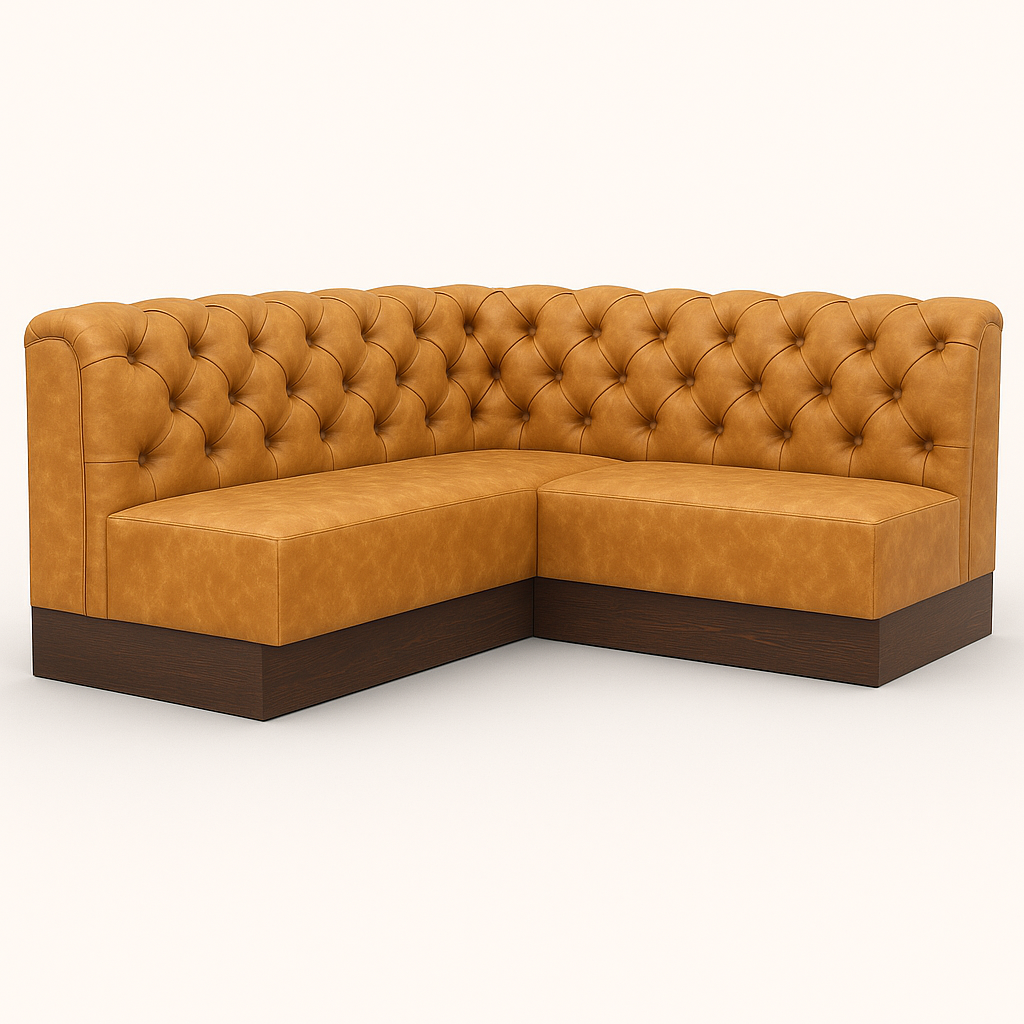 Bespoke Faux Leather L-Shaped Booth Seating – Chesterfield Style