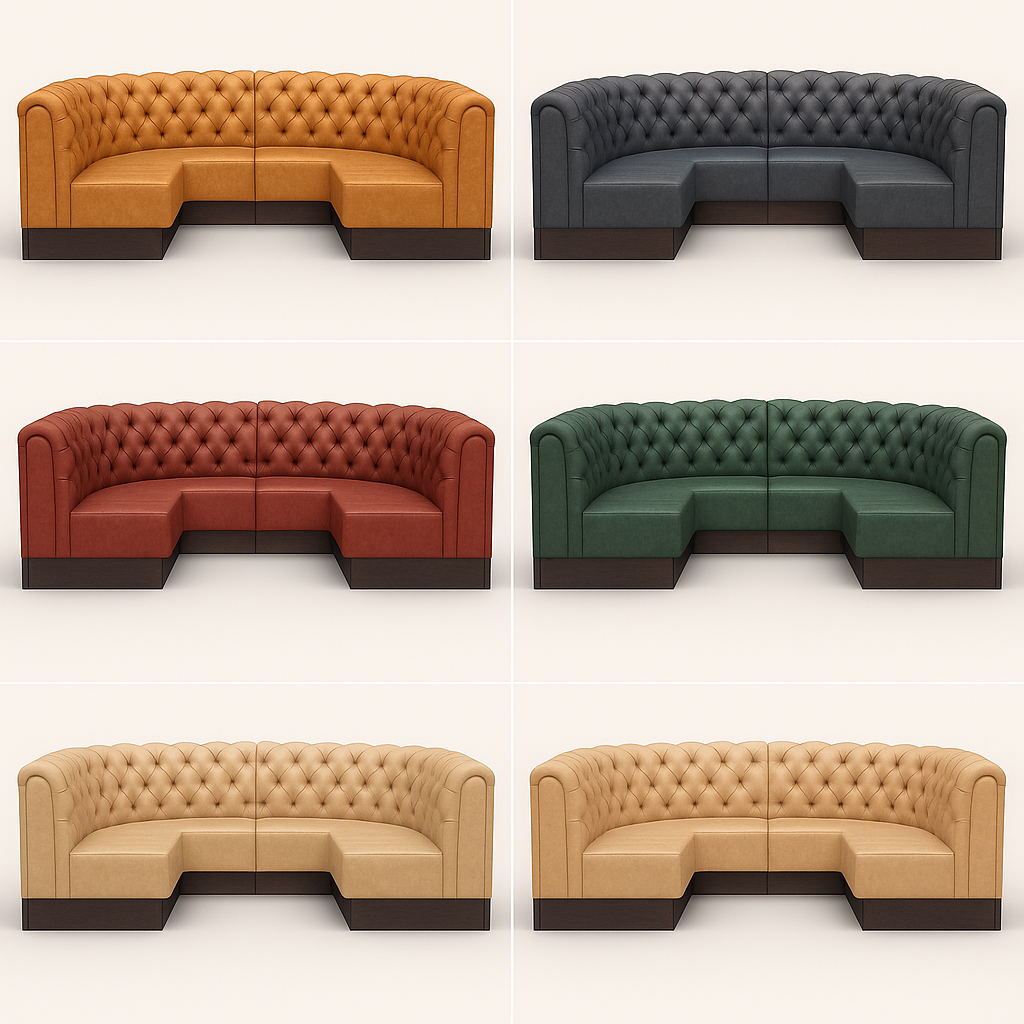 Bespoke Faux Leather U-Shaped Booth Seating – Chesterfield Style