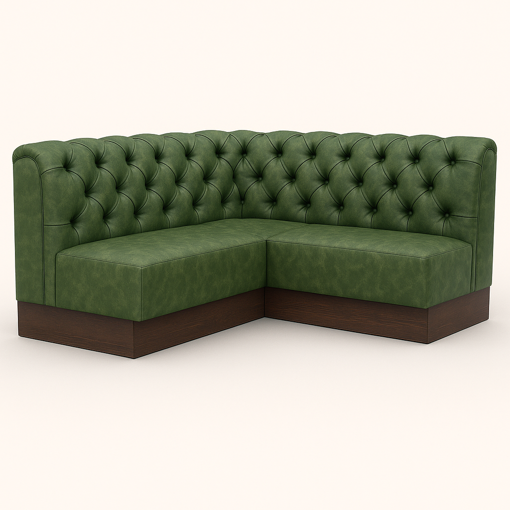 Bespoke Faux Leather L-Shaped Booth Seating – Chesterfield Style