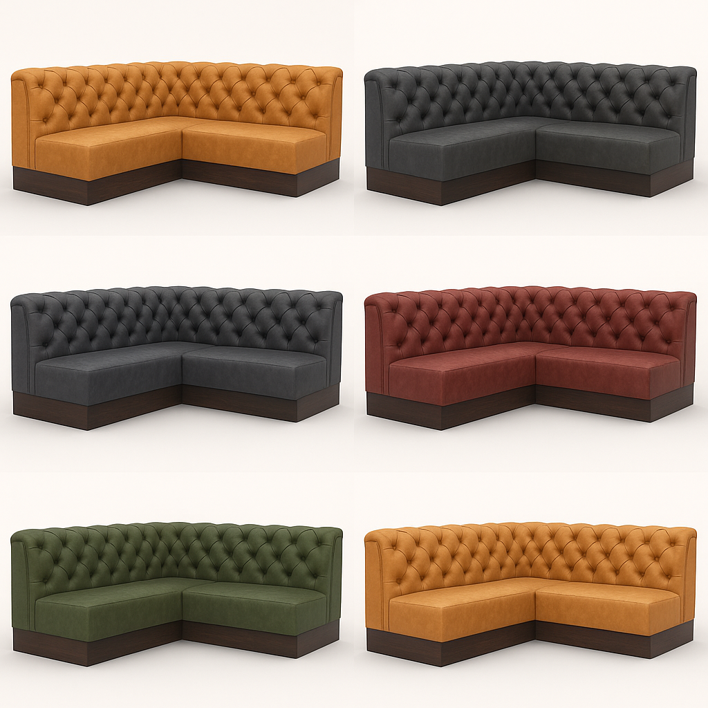 Bespoke Faux Leather L-Shaped Booth Seating – Chesterfield Style
