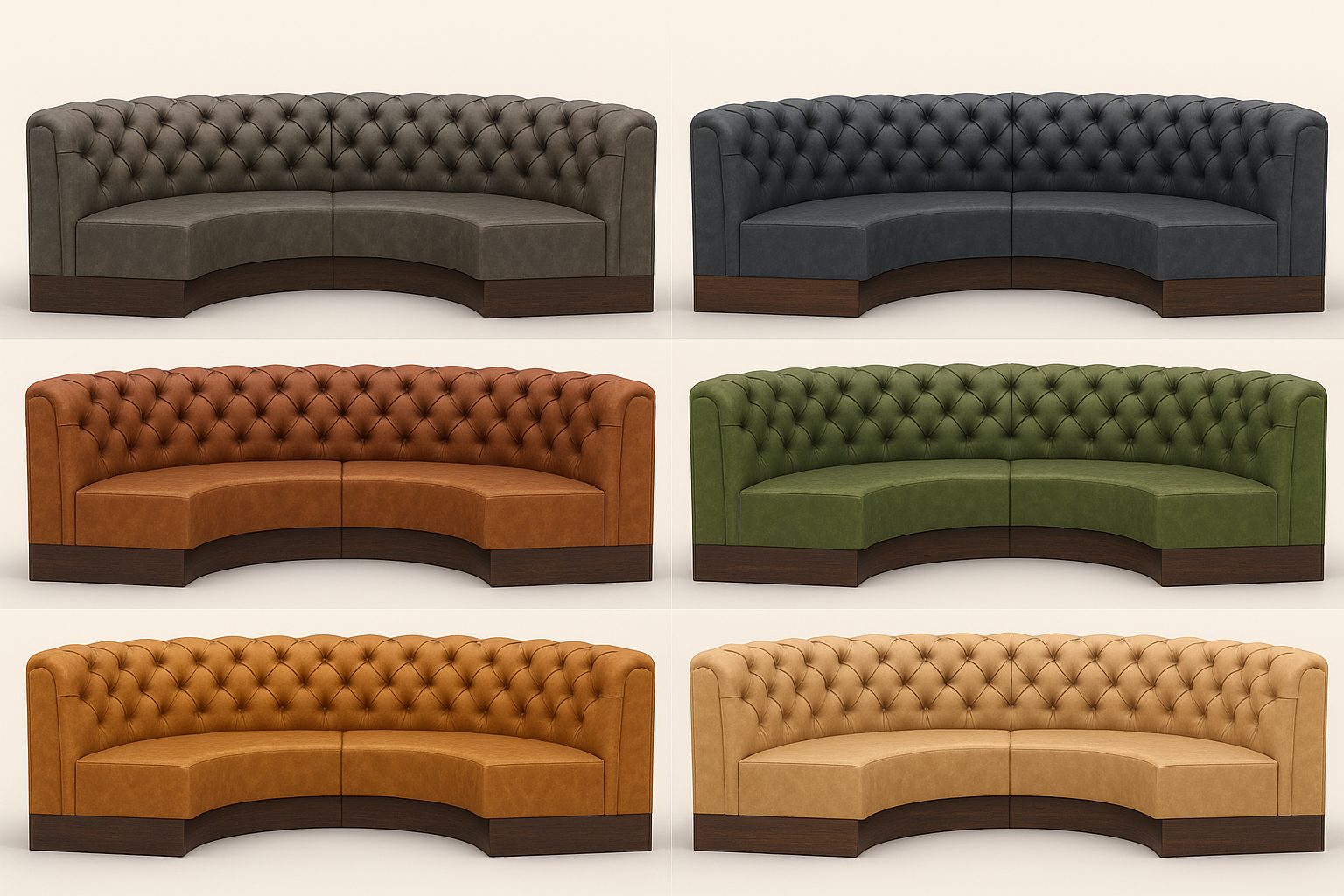 Bespoke Faux Leather Curved Booth Seating – Chesterfield Style